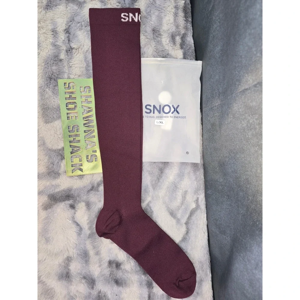 NWT SNOX Compression Socks Burgundy Knee High Women L/XL